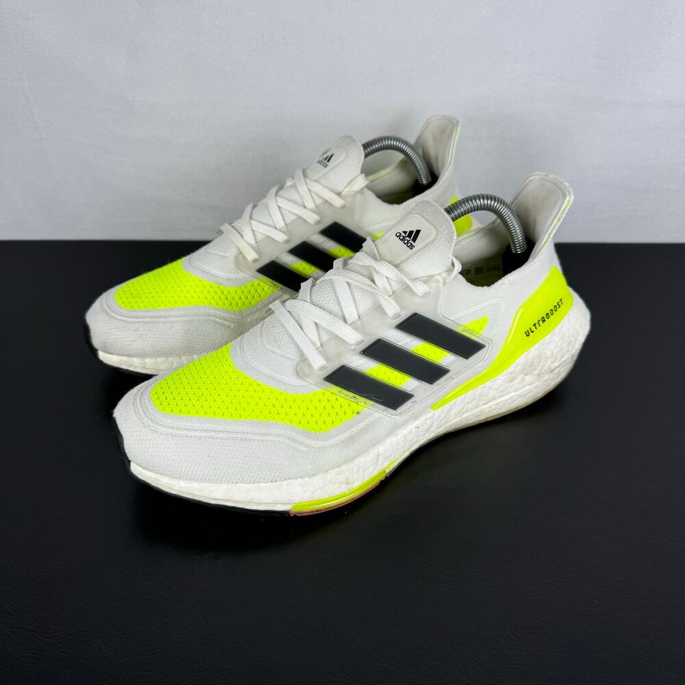 adidas Ultraboost Athletic Shoes White Neon Yellow Black